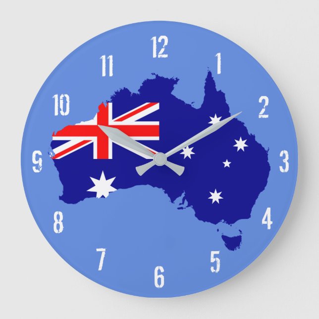 Reloj de pared de mapas de bandera de Australia (Anverso)