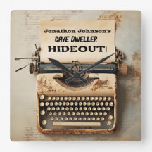 Reloj de pared de máquina de escribir divertida