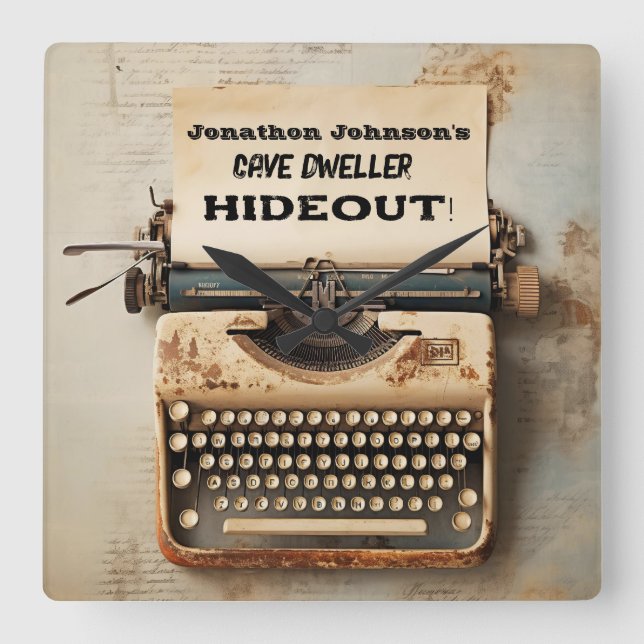 Reloj de pared de máquina de escribir divertida (Anverso)