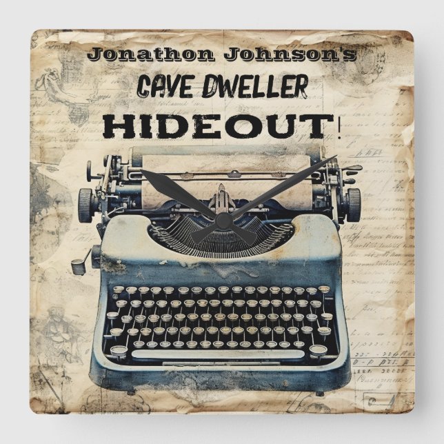 Reloj de pared de máquina de escribir en caverna p (Anverso)