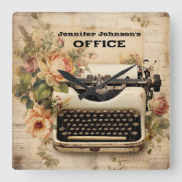 Reloj de pared de máquina de intriga floral