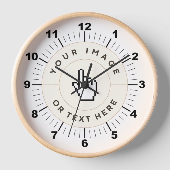 Reloj de pared de marco de madera redonda de 10" - (Anverso)