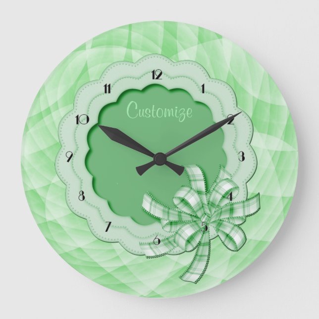 Reloj de pared de marco verde personalizado (Anverso)