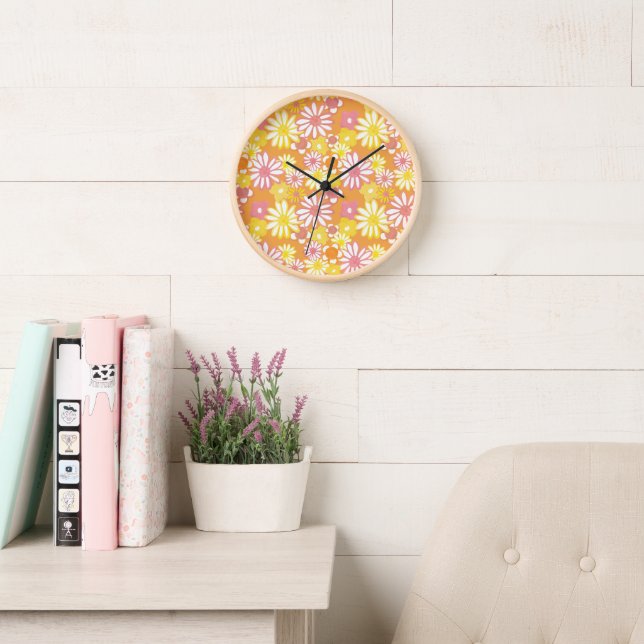 Reloj de pared de margaritas de verano (Sala de lectura)