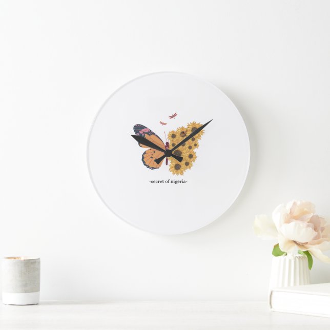 Reloj de pared de mariposa amarilla (Hogar)