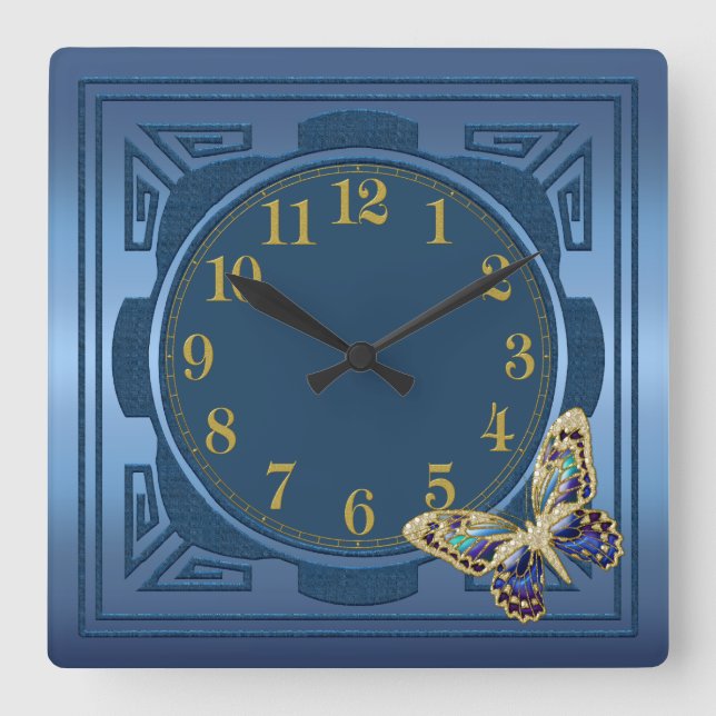 Reloj de pared de mariposa azul (Anverso)