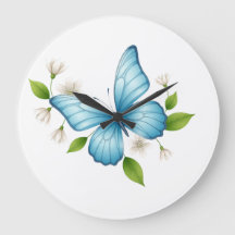Reloj de pared de mariposa azul