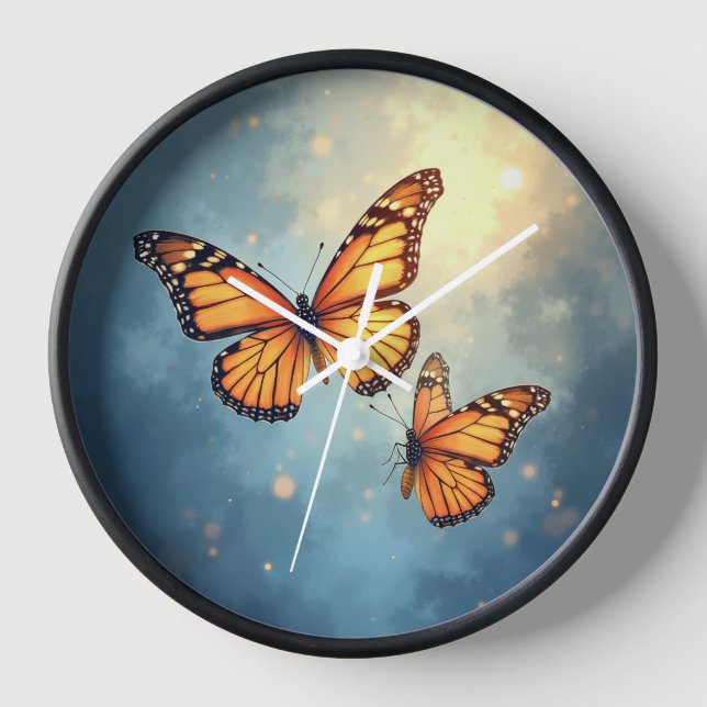 Reloj de pared de mariposa brillante (Anverso)
