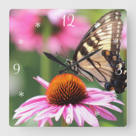 Reloj de pared de mariposa de cola de cerda amaril