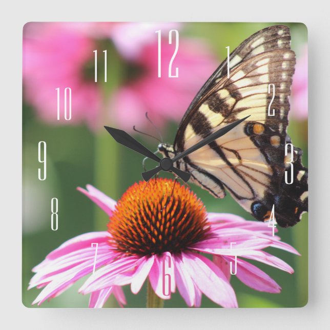 Reloj de pared de mariposa de cola de cerda amaril (Anverso)