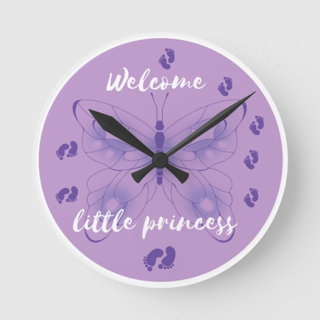 Reloj de pared de mariposa de la pequeña princesa  (Anverso)
