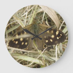 Reloj de pared de mariposa de madera esmerilada