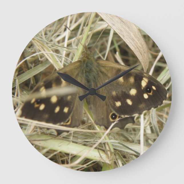 Reloj de pared de mariposa de madera esmerilada (Anverso)