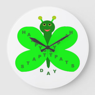 Reloj de pared de mariposa del día de Saint Patrys