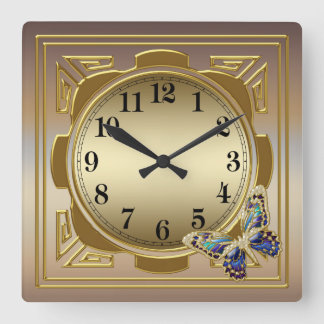 Reloj de pared de mariposa dorada