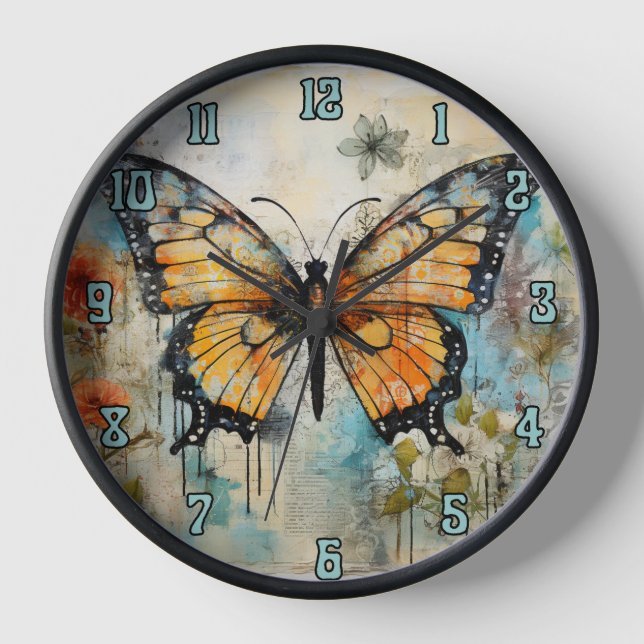 Reloj de pared de mariposa, reloj de mariposa (Anverso)