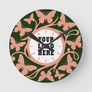 Reloj de pared de mariposa verde bosque personaliz