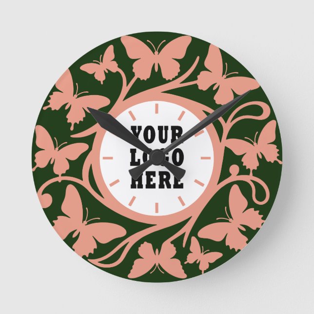 Reloj de pared de mariposa verde bosque personaliz (Anverso)
