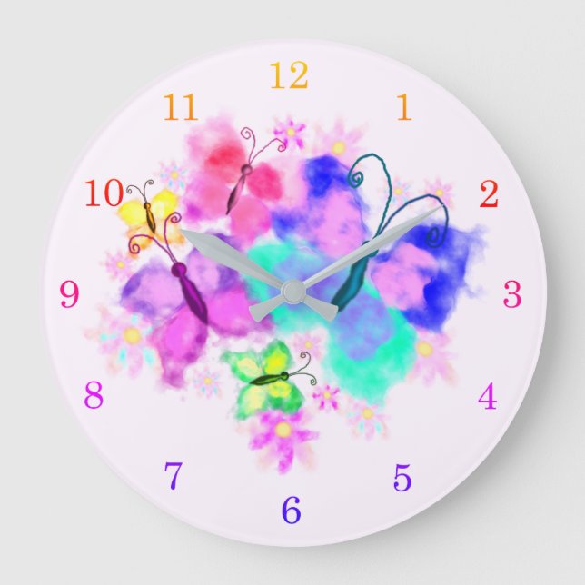 Reloj de pared de mariposas de primavera - arte ac (Anverso)