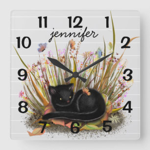 Reloj de pared de mariposas negras personalizadas