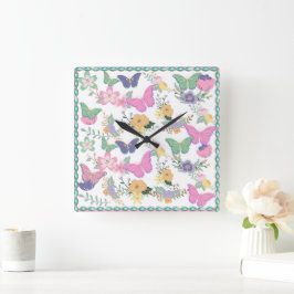 Reloj de pared de mariposas Pastel