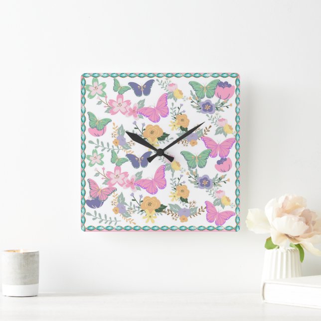 Reloj de pared de mariposas Pastel (Hogar)