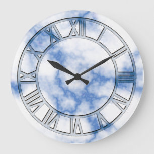 Reloj de pared de mármol azul de la impresión