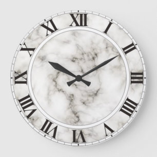 Reloj de pared de mármol blanco con números romano