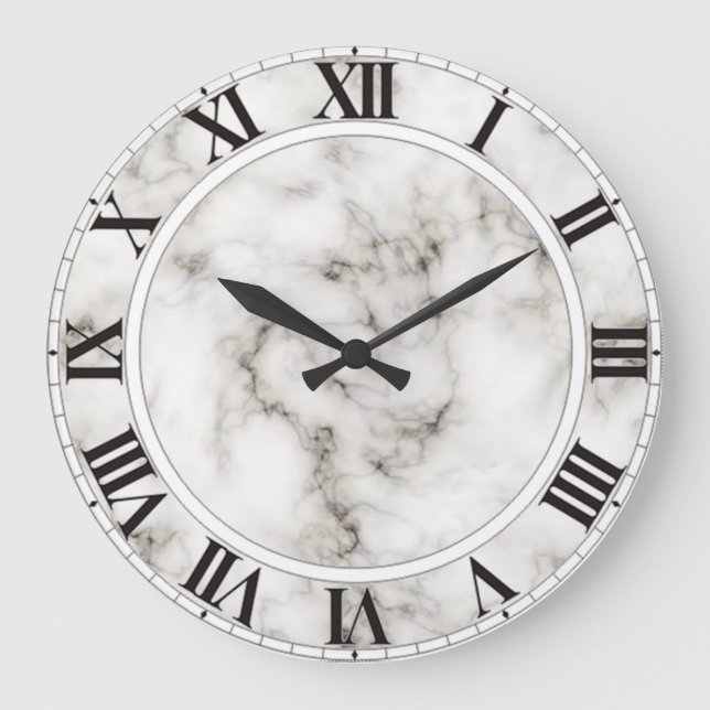 Reloj de pared de mármol blanco con números romano (Anverso)