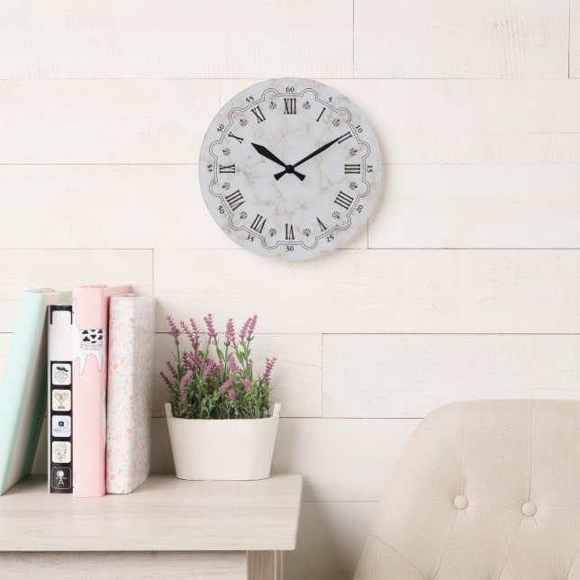 Reloj de pared de mármol blanco Palazzo (Sala de lectura)