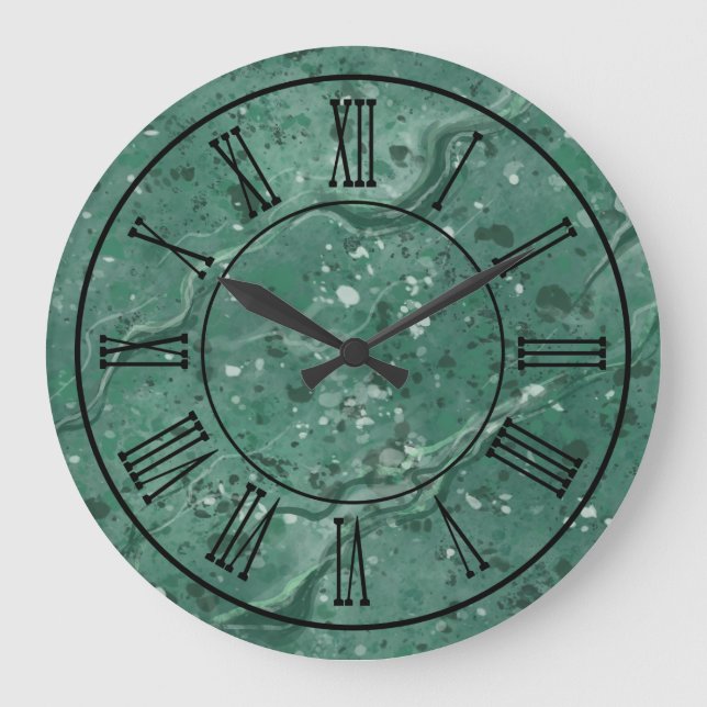 Reloj de pared de mármol verde de estilo clásico (Anverso)