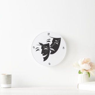 Reloj de pared de máscara de drama de desiner