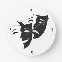 Reloj de pared de máscara de drama de desiner