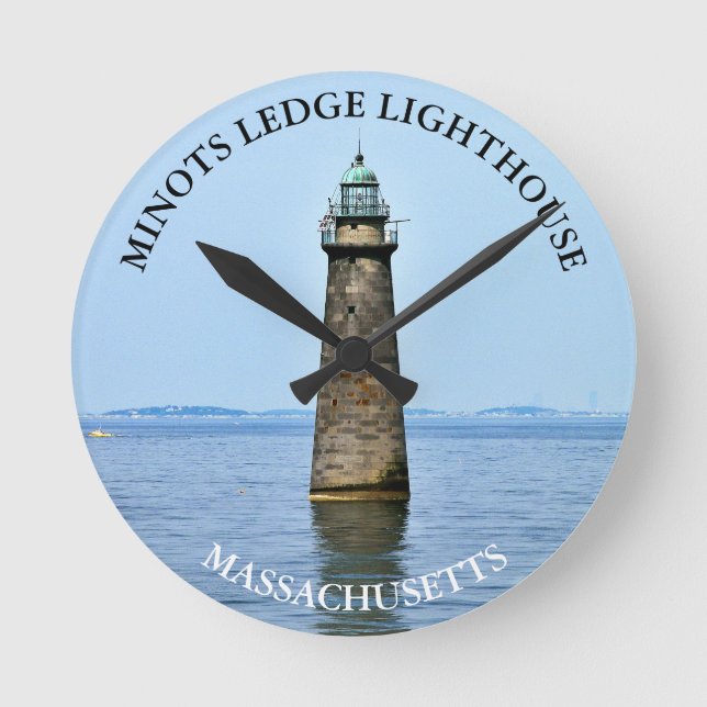 Reloj de pared de Massachusetts Ledge Lighthouse (Anverso)