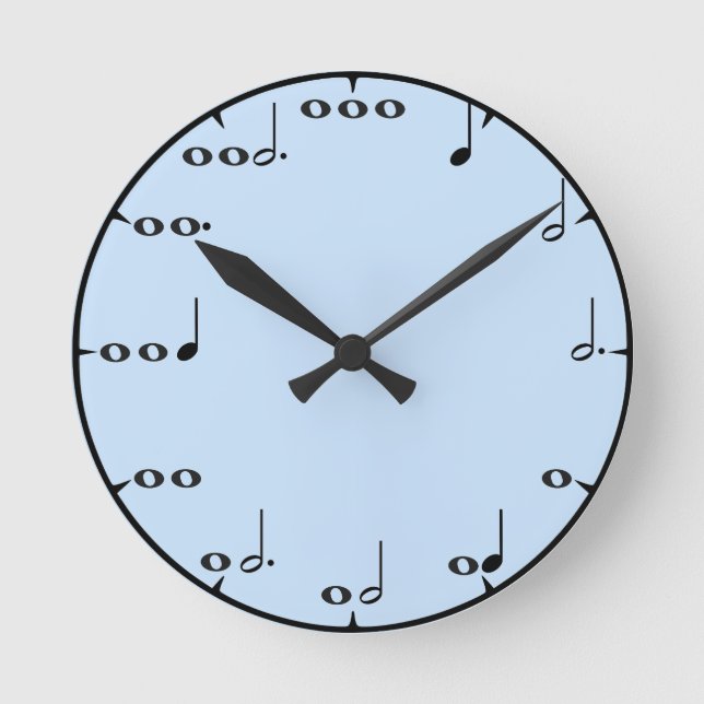 Reloj de pared de matemáticas musicales azul (Anverso)