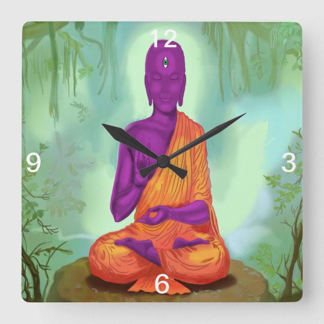 Reloj de pared de mediación de Alien Buddha (Anverso)
