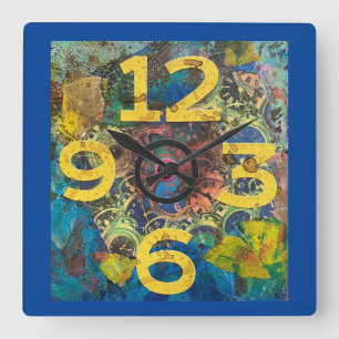 Reloj de pared de medios mixtos