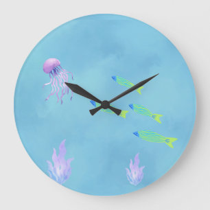 Reloj de pared de medusas submarinas