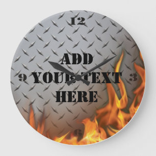 Reloj de pared de metal y fuego de placa de diaman