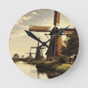 Reloj de pared de molinos de viento