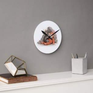 Reloj de pared de mono bebé lindo – Estética suave