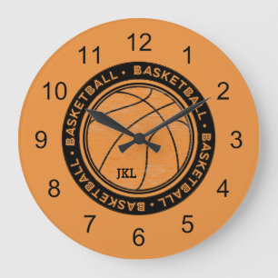Reloj de pared de monograma de baloncesto