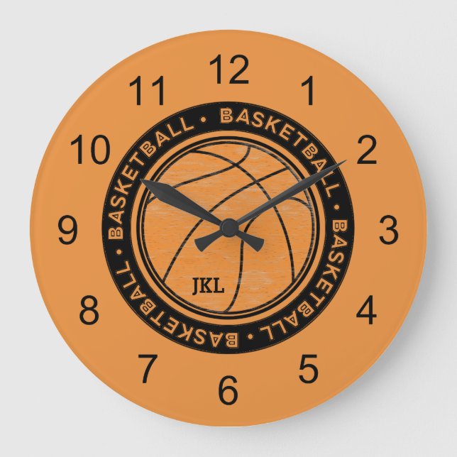 Reloj de pared de monograma de baloncesto (Anverso)