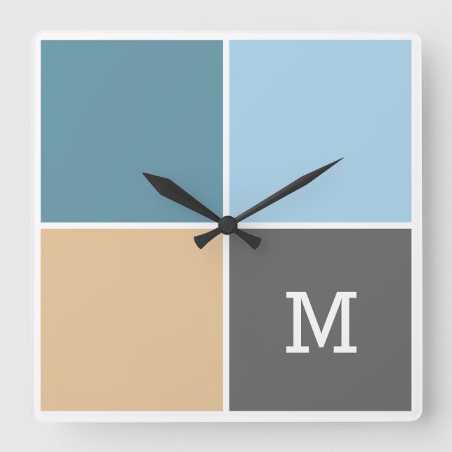 Reloj de pared de monograma de personalizado de mo (Anverso)