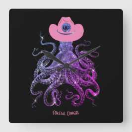 Reloj de pared de monograma rosado plateado de vac