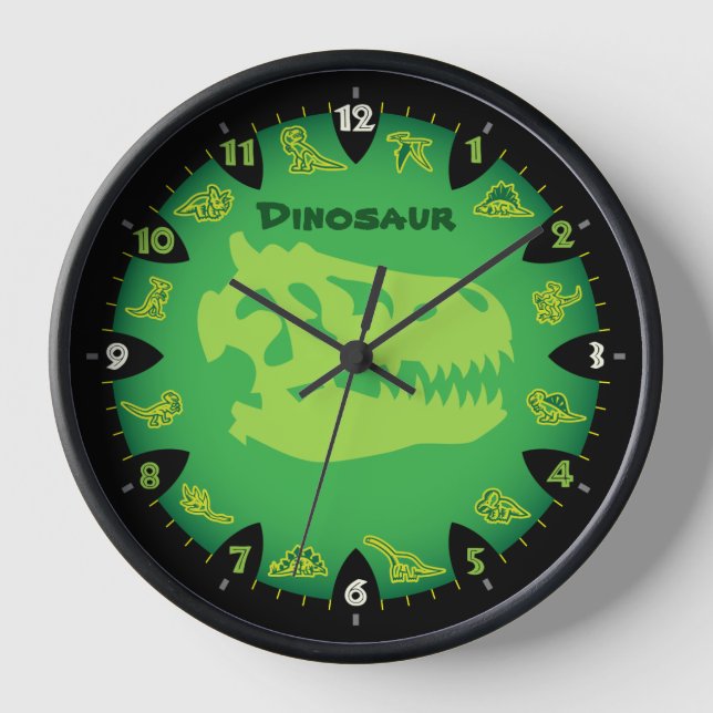 Reloj de pared de Monstruo de Dinosaurio Verde (Anverso)