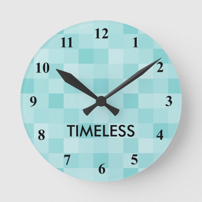 Reloj de pared de mosaico azul turquesa atemporal (Anverso)