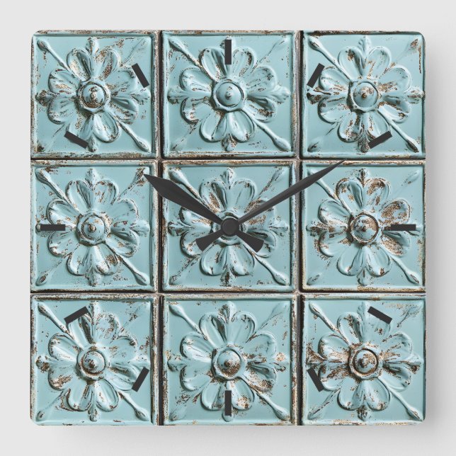 Reloj de pared de mosaico del techo antiguo (Anverso)