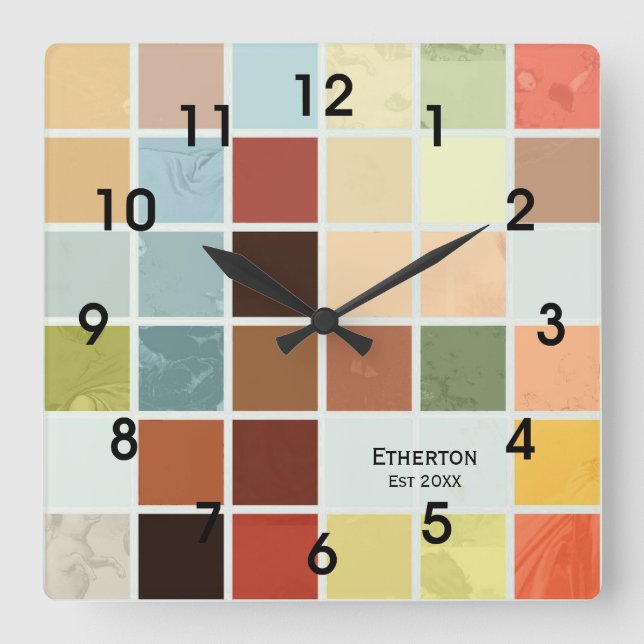 Reloj de pared de motivos de varios mosaicos de co (Anverso)