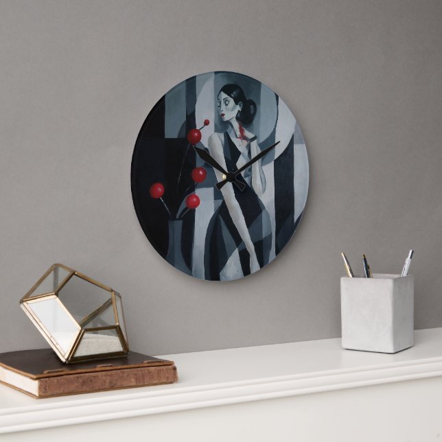 Reloj de pared de mujer Art Deco Silent Pulse (Oficina)